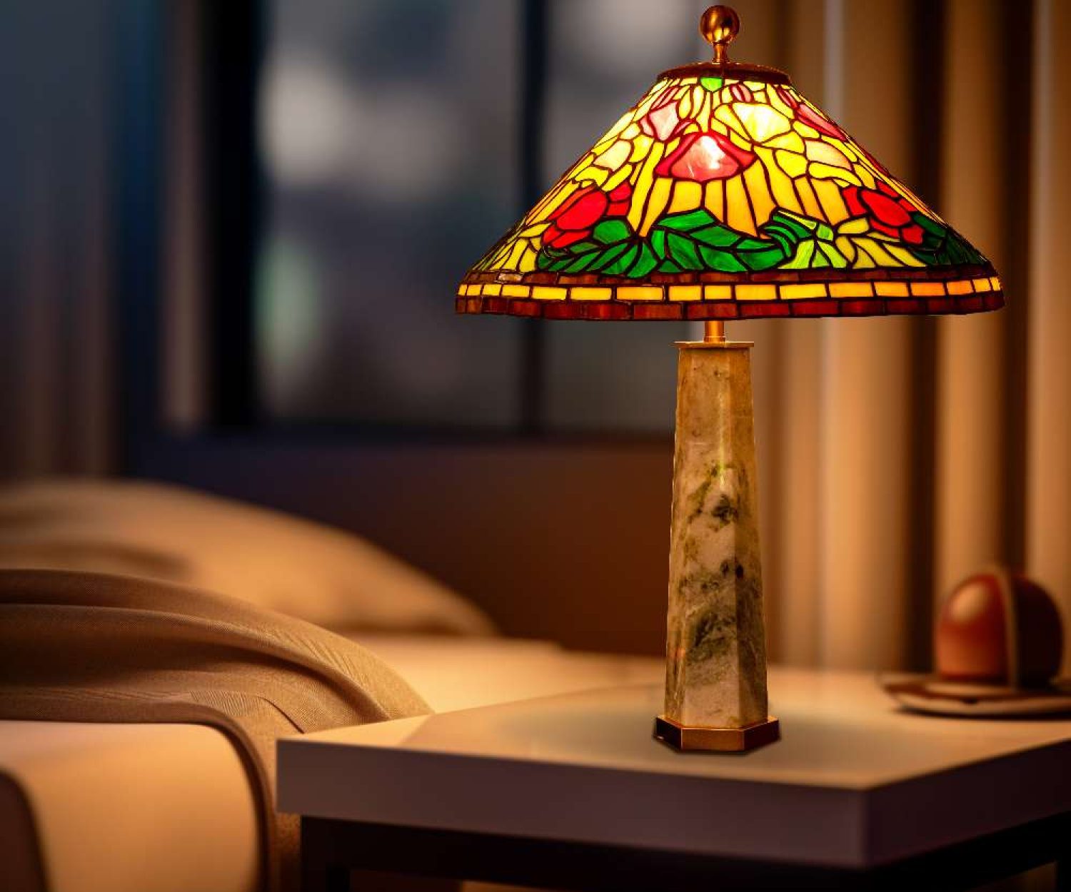 TiffanyLamp-PoppyCone-Champagne