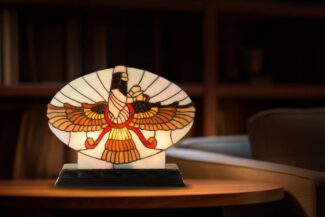 Stained Glass-Asho Farohar Mantle -Sun Farohar -Ivory Vintage