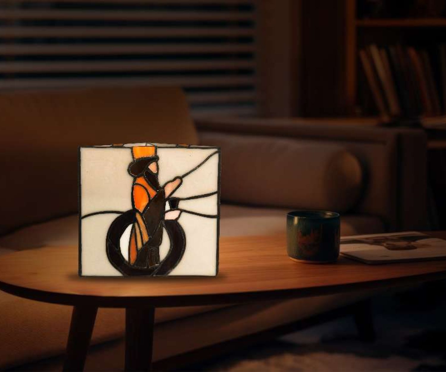 Stained Glass-Asho Farohar-Lantern - Abstract Farohar -Vintage IVory (1)