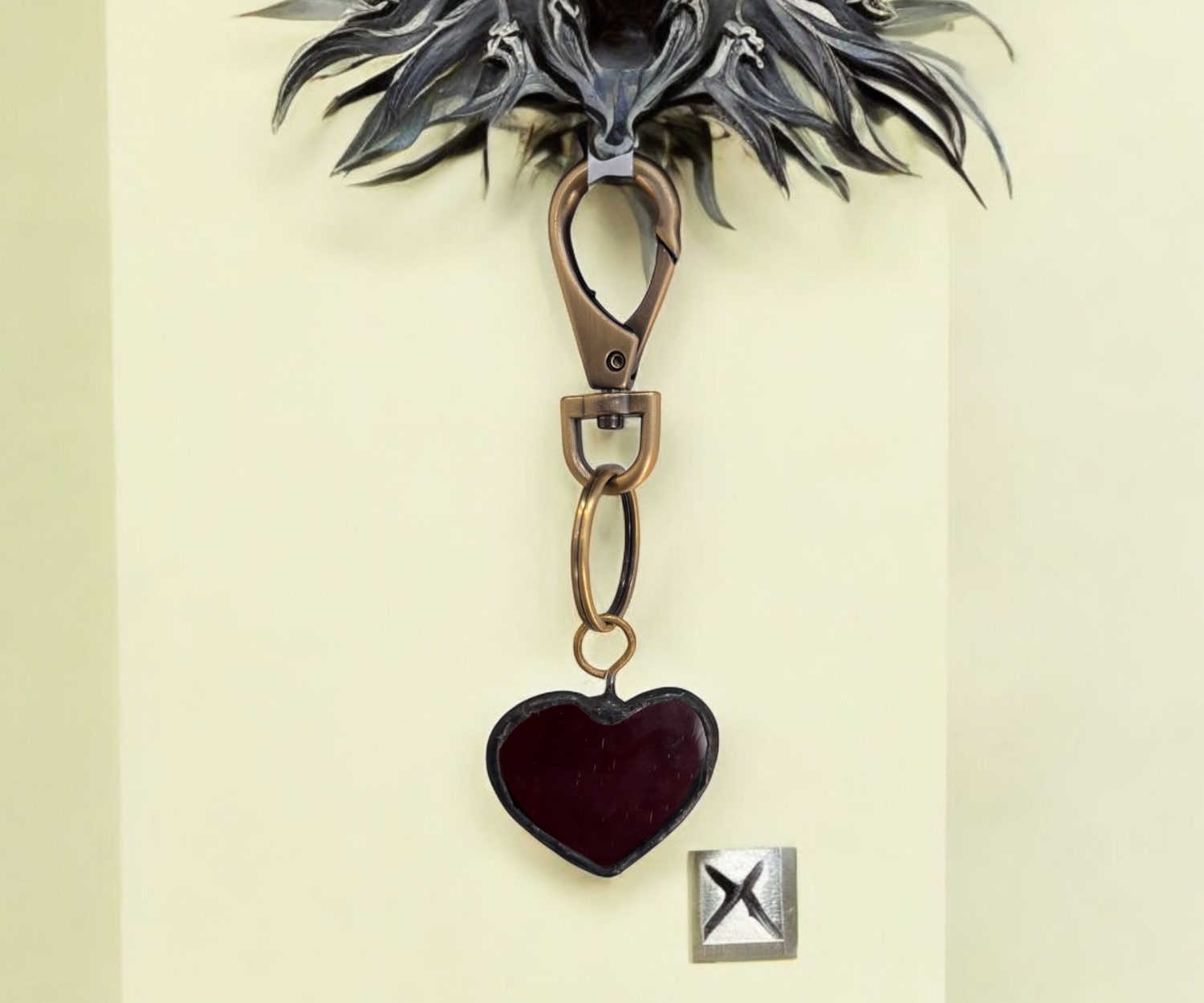 Stained Glass - Keychain- Heart- Ivory