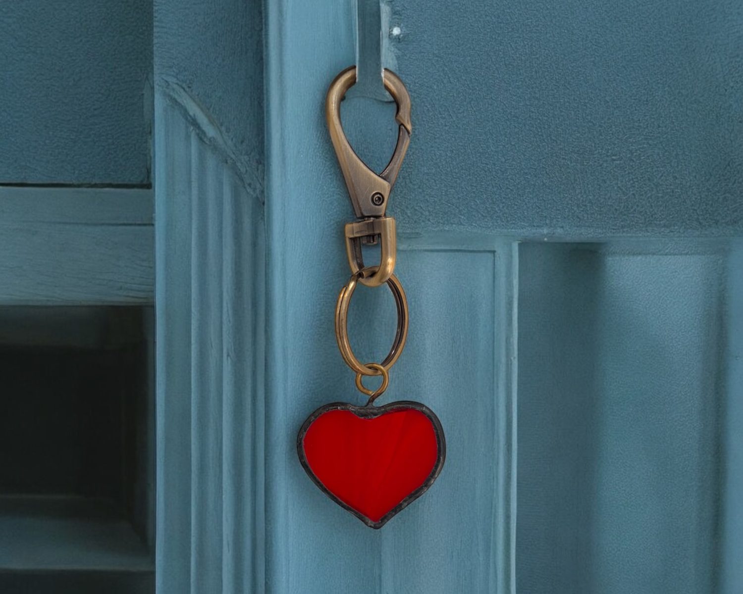Stained Glass - Keychain- Heart- Crimson
