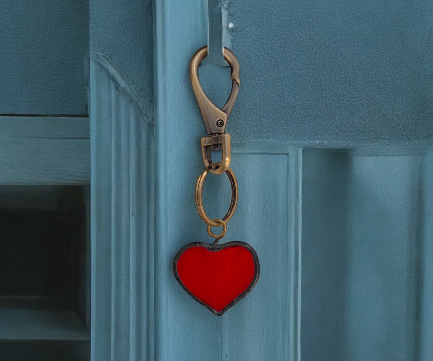 Stained Glass - Keychain- Heart- Crimson