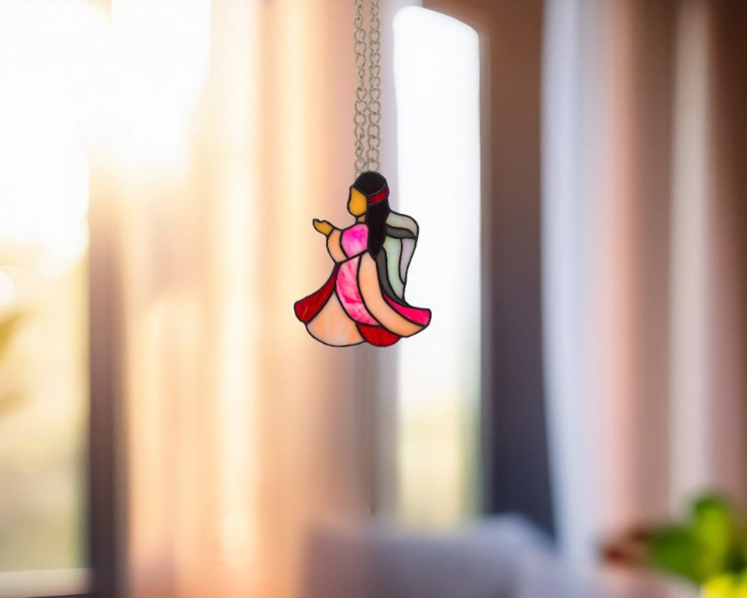 Stained Glass- Suncatcher- Angel- Rose