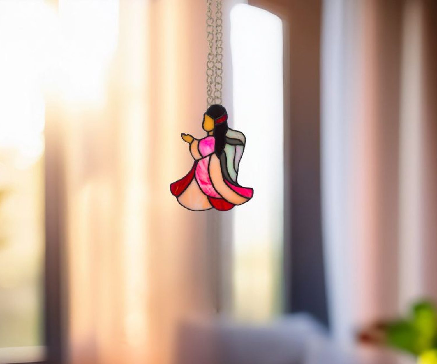 Stained Glass- Suncatcher- Angel- Rose