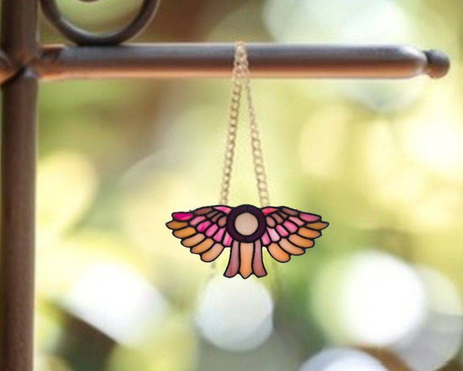 Stained Glass-Suncatcher-Asho Farohar Wings-Rose